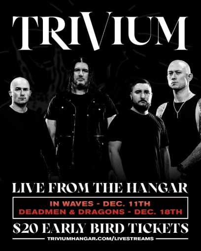 TRIVIUM Announces Livestream Shows From Band's New Headquarters 'The Hangar'