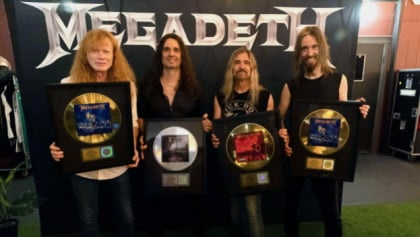 Watch MEGADETH Receive Platinum And Gold Records After Los Angeles Concert